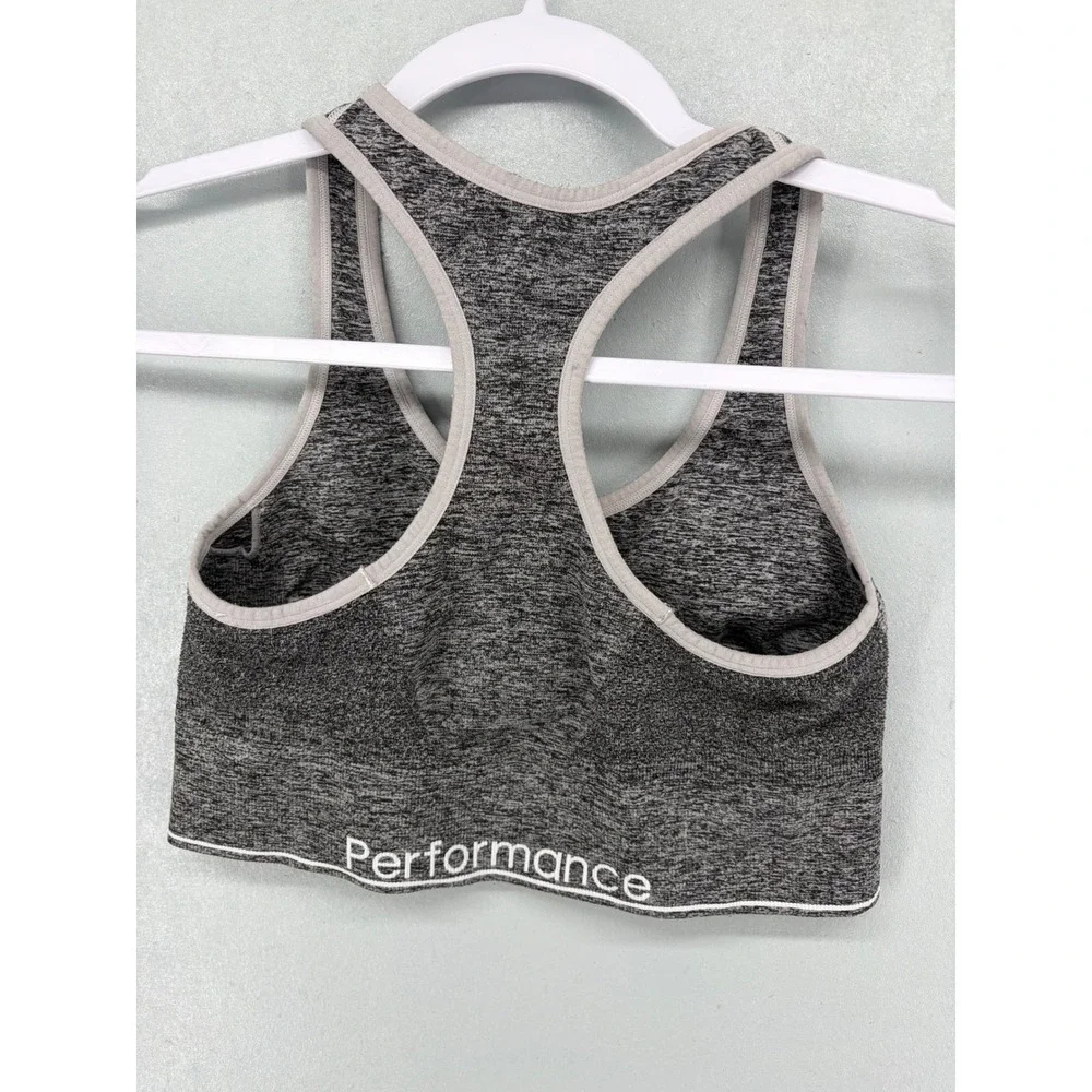 Calvin Klein Womens Sports Bra Gray Heather Performance Racerback Seamless S